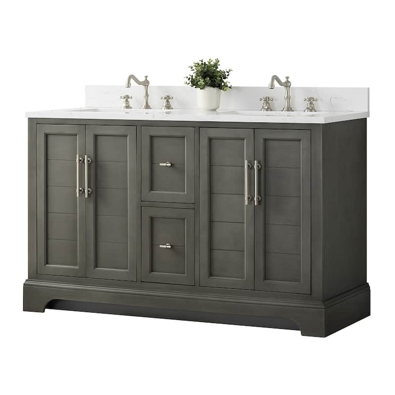Vanity Art 54" Double Sink Bathroom Vanity with Top & Backsplash