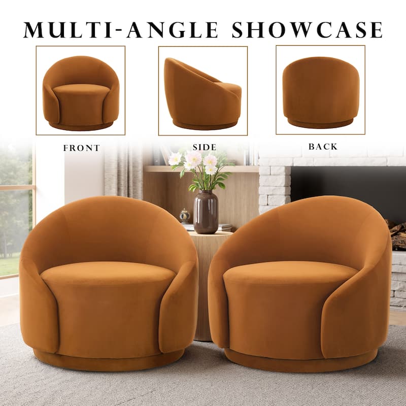 35" Wide Upholstered Swivel Accent Barrel Chairs (Set of 2)