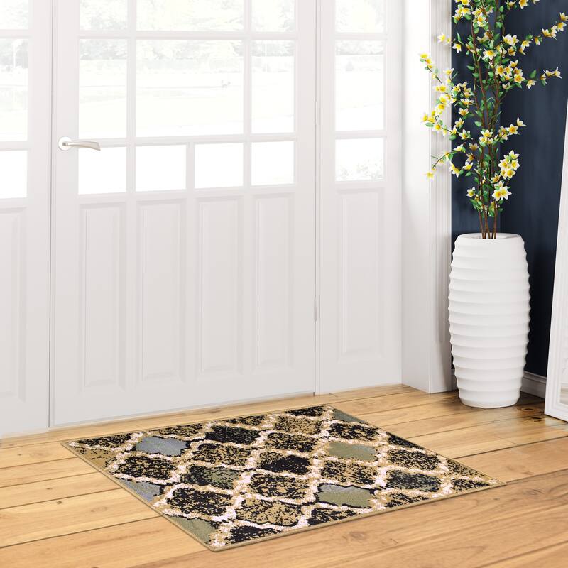Superior Viking Contemporary Geometric Trellis Indoor Runner or Area Rug - 2' x 3' - Multi-Colored