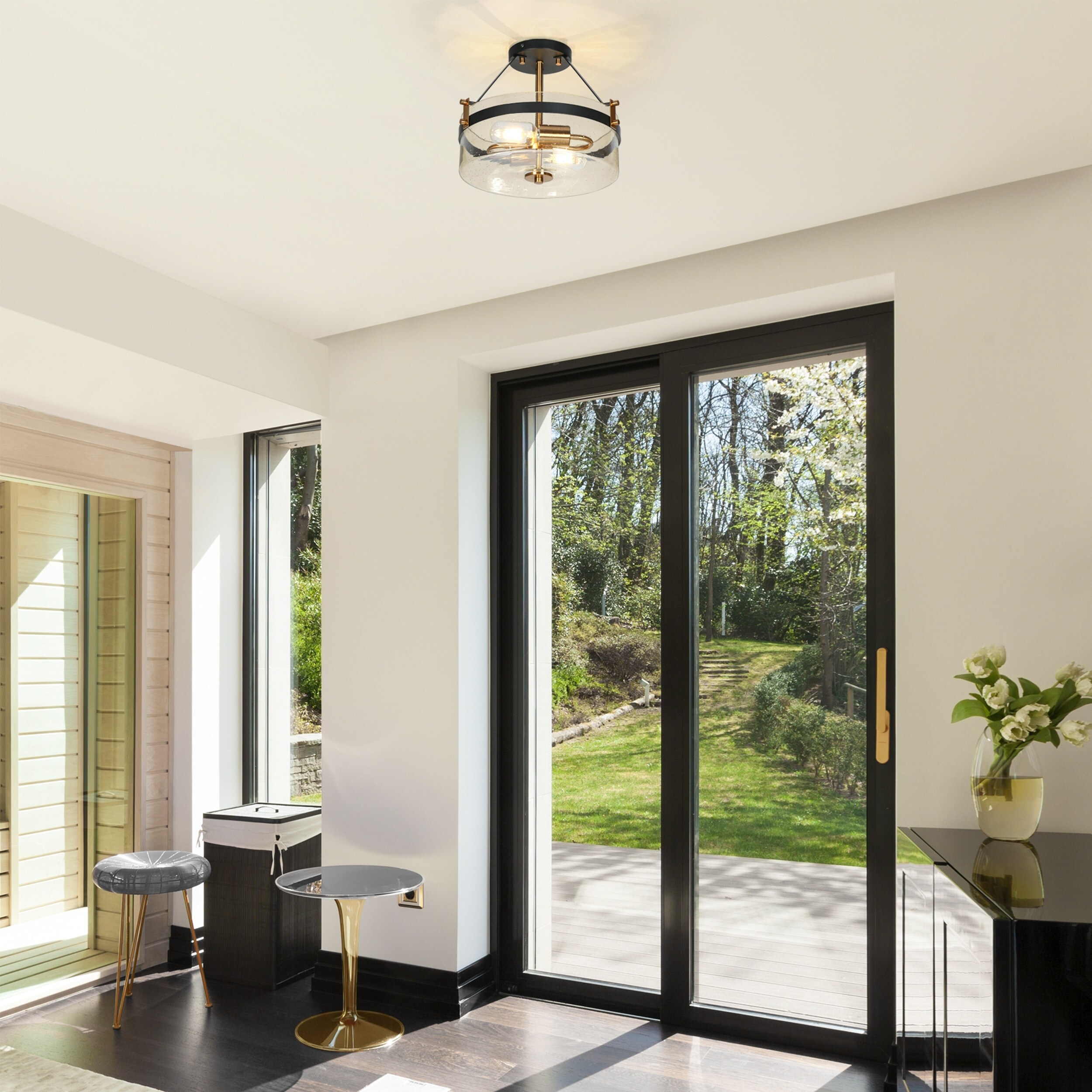 Farmhouse foyer lighting flush mount discount