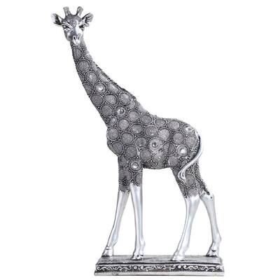 Q-Max 13"H Giraffe Figurine in Silver Finish