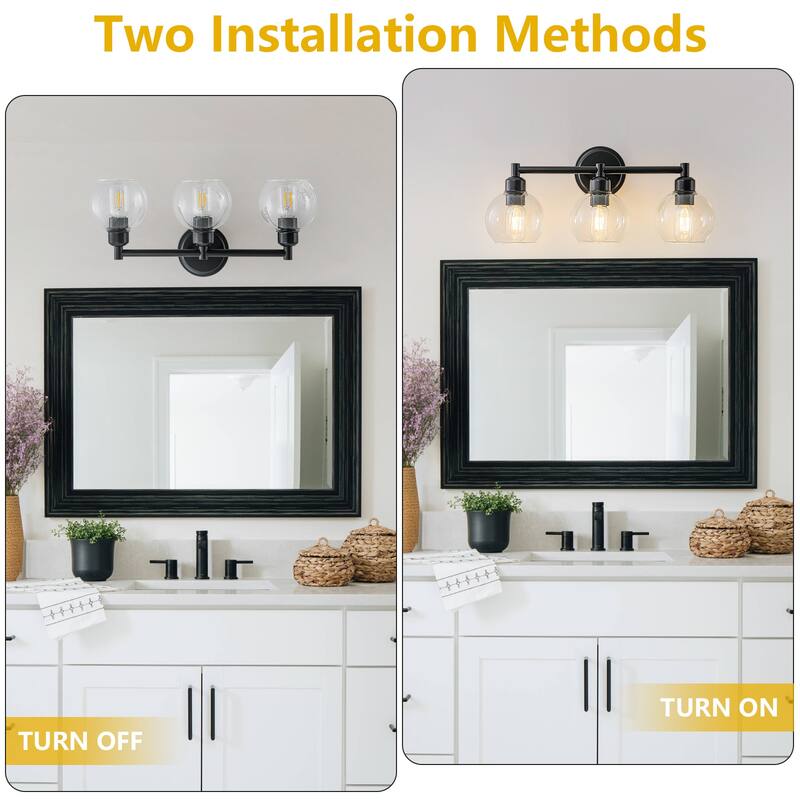 Starsky 3-Lights Modern Dimmable Bathroom Vanity Light with Globe Glass Shade