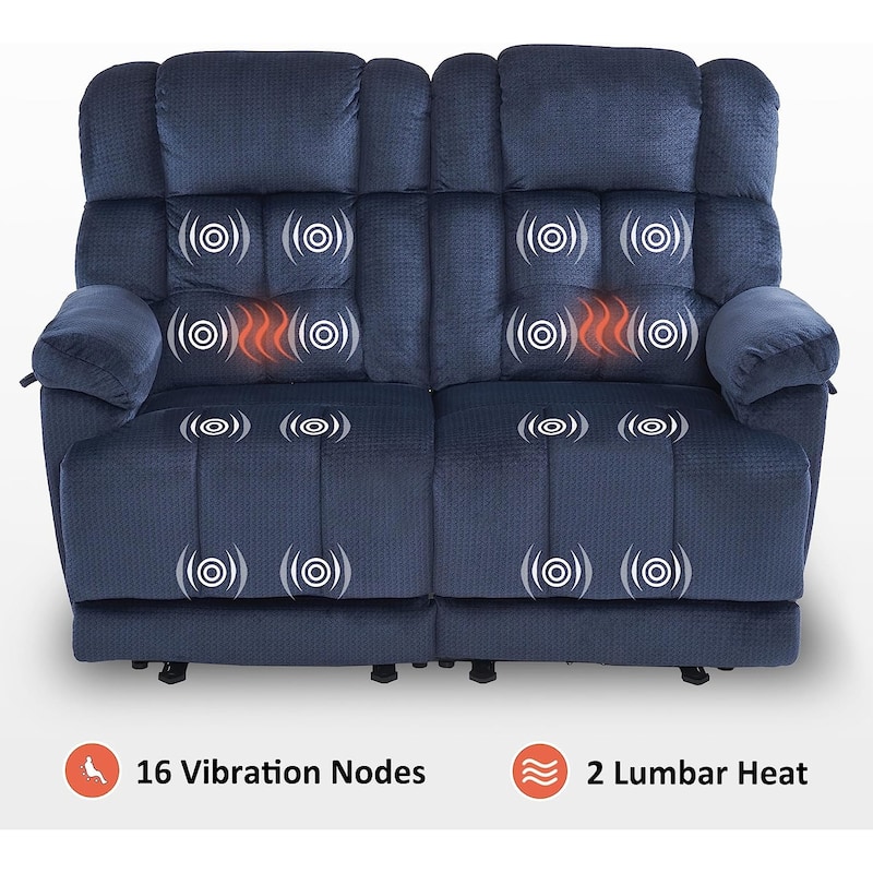 MCombo Electric Power Reclining Loveseat Sofa with Heat and Massage, Fabric 6237