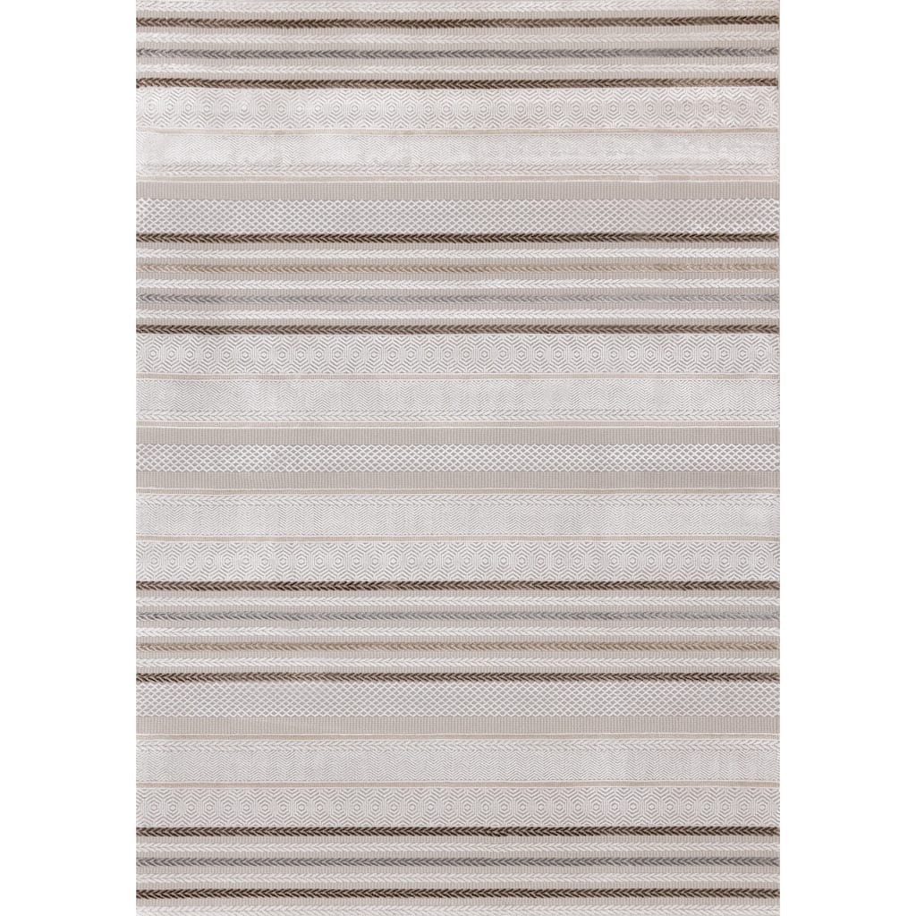 London Collection - Cream Taupe Brown Striped Indoor Area Rug, 5'3" x 7'7"