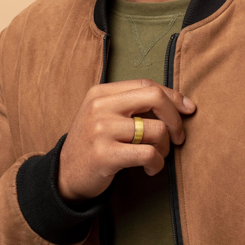 Miadora 8mm Mens Brushed Finish Wedding Band in 14k Yellow Gold