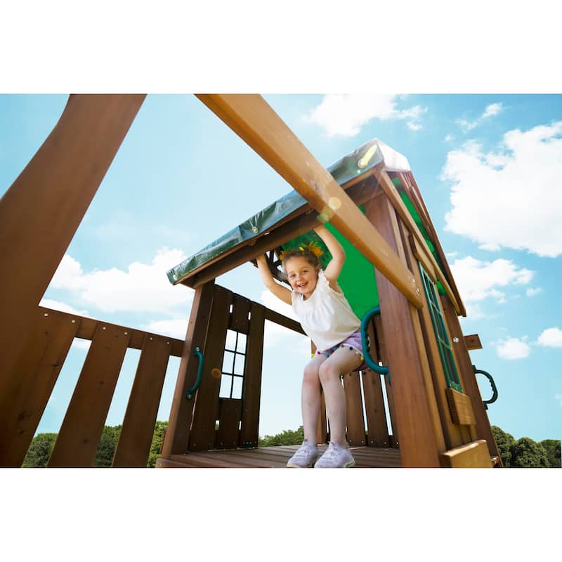 Swing-N-Slide Castlebrook Wood Outdoor Swing Set with Two Slides