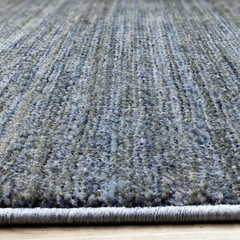 Blue Grey Subtle Distressed Stain Resistant Rug