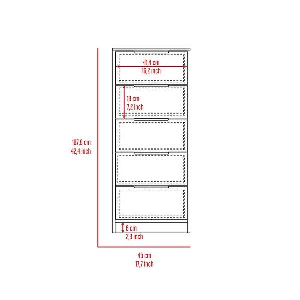 dimension image slide 1 of 2, TUHOME Kaia 5 Drawer Dresser, Vertical Dresser