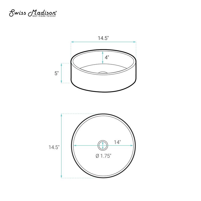 Lisse 14.5" Concrete Round Vessel Sink In Matte Royal Blue - 14.5