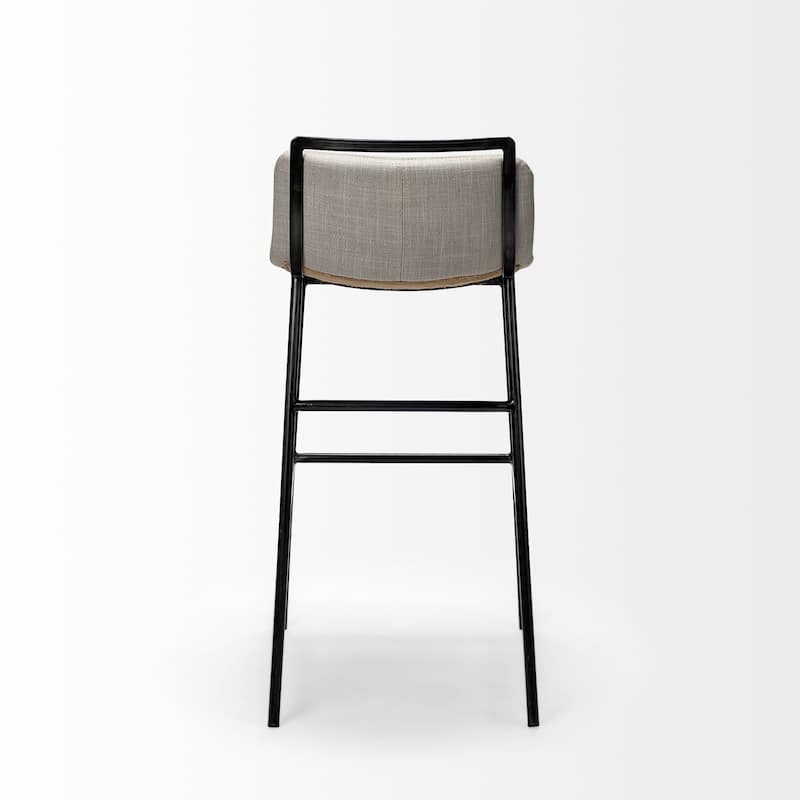 Kavalan Beige Fabric Seat with Black Metal Frame Counter Stool