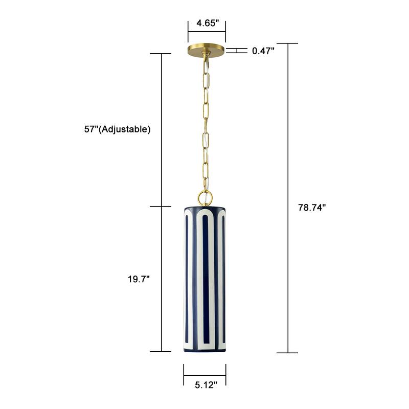 OYIPRO 1-Light 5.12" Wide Ceramic Chandelier Pendant Light - 19.7 in.H
