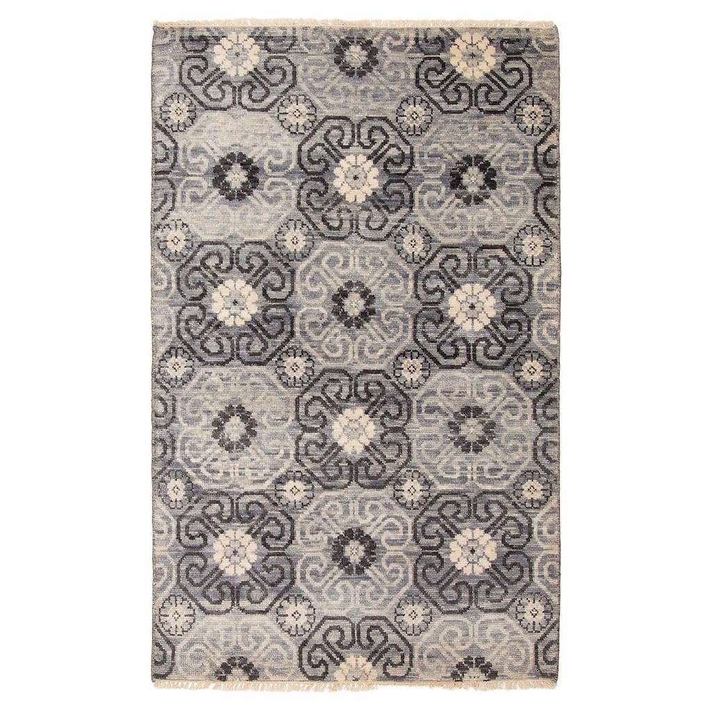 ECARPETGALLERY Hand-knotted Mystique Grey Wool Rug - 3' 11" x 6' 1"