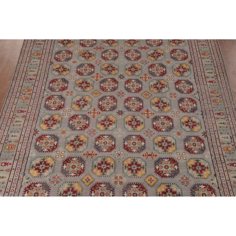 All-Over Kazak Area Rug Handmade Wool Carpet - 9'7" x 13'1"