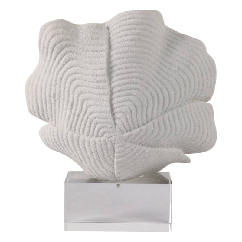 Polyresin Coastal Sculpture Abstract Layered Petal Design - 12" White - 10.5" x 4" x 12"