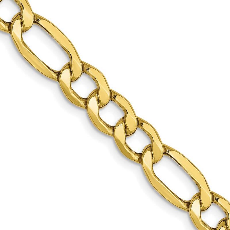 Curata 10k 5.35mm Semi solid Figaro Chain Bracelet 8 Inch