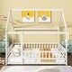 preview thumbnail 115 of 127, Wood Toddler House Bed with Roof Frame and Safety Guardrails Montessori Floor Bed without Slats No Door Houseshaped Platform Bed