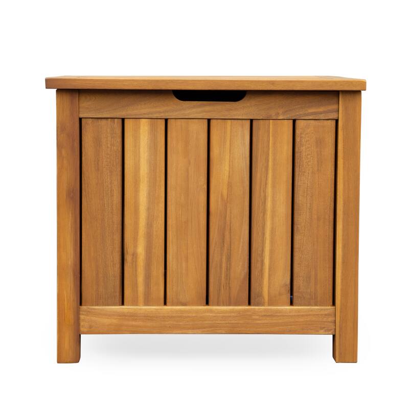 Roomfitters Portside 30 Gallon Solid Acacia Wood Deck Box with Louvered Sides, Outdoor Storage, Teak Finish - Teak