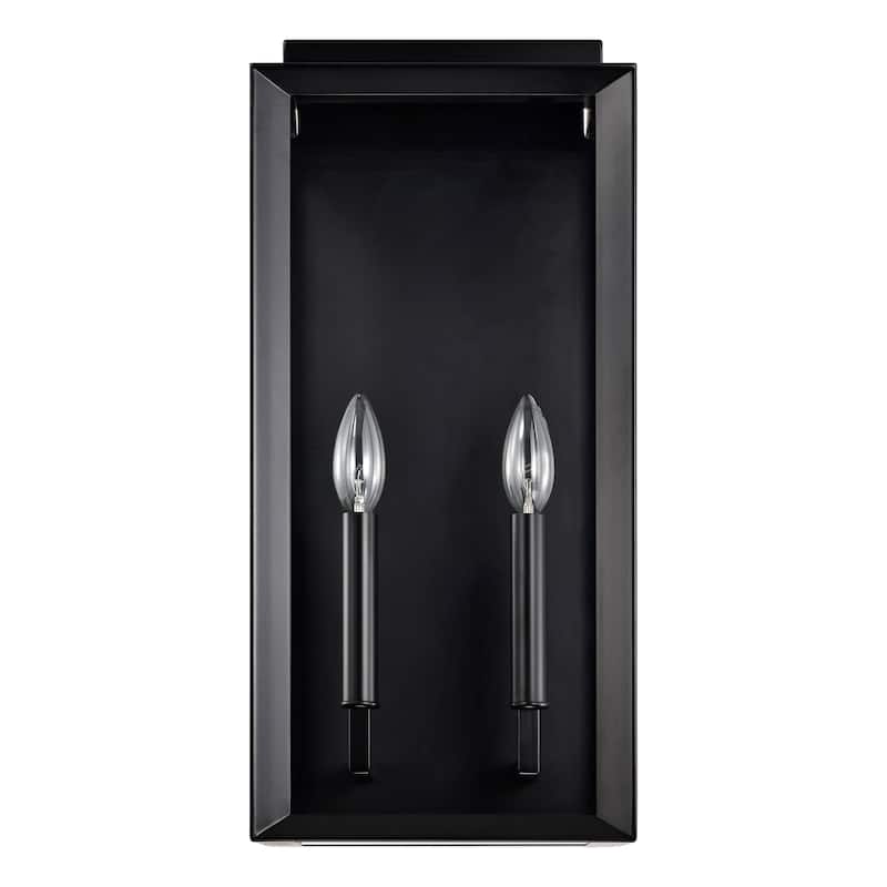 2-Light Matte Black Dusk to Dawn Outdoor Wall Sconce with Clear Glass