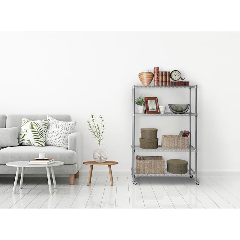 Seville Classics Heavy Duty 4-Tier Steel Wire Shelving, 36" W x 14" D x 56.5"H