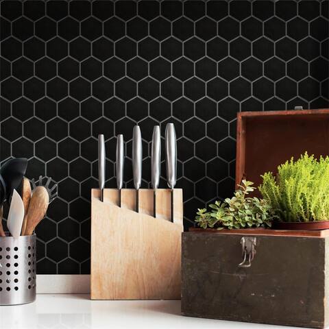 Merola Tile Metro Hex 2" Matte Black 11.13" x 12.63" Porcelain Mosaic Tile