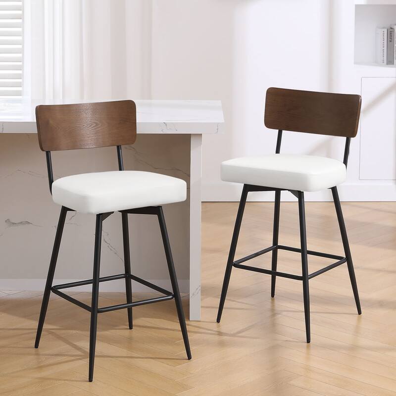 26"/ 29" Faux Leather Swivel Counter/ Bar Stools Set of 2/3 - Set of 2 - White - Counter Height
