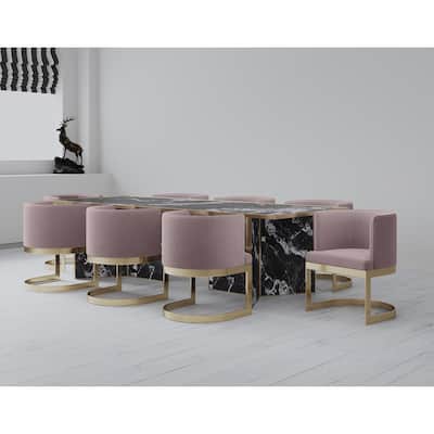 Aura Polished Brass Velvet Dining Chair