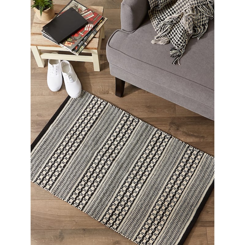 DII Stone Dobby Stripe Hand-Loomed Rug 2ft 6inx6 Ft - 36.0 In. L X 24.0 In. W X 0.2 In. H