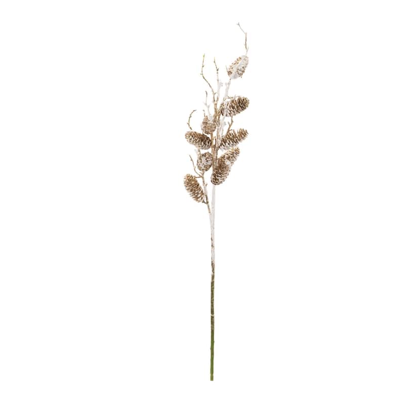 Snowy Glittered Pinecone Twig Spray (Set of 6)