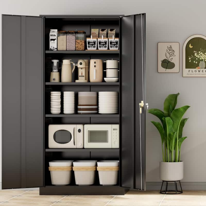 36 inch - 71 inch Tall File Cabinet Metal Storage Cabinet with Lockable Doors and Adjustable Shelves for Office, Home, Pantry