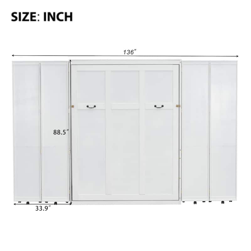 Queen Murphy Bed Wall Bed with Storage Doors - Space-Saving & Elegant Design