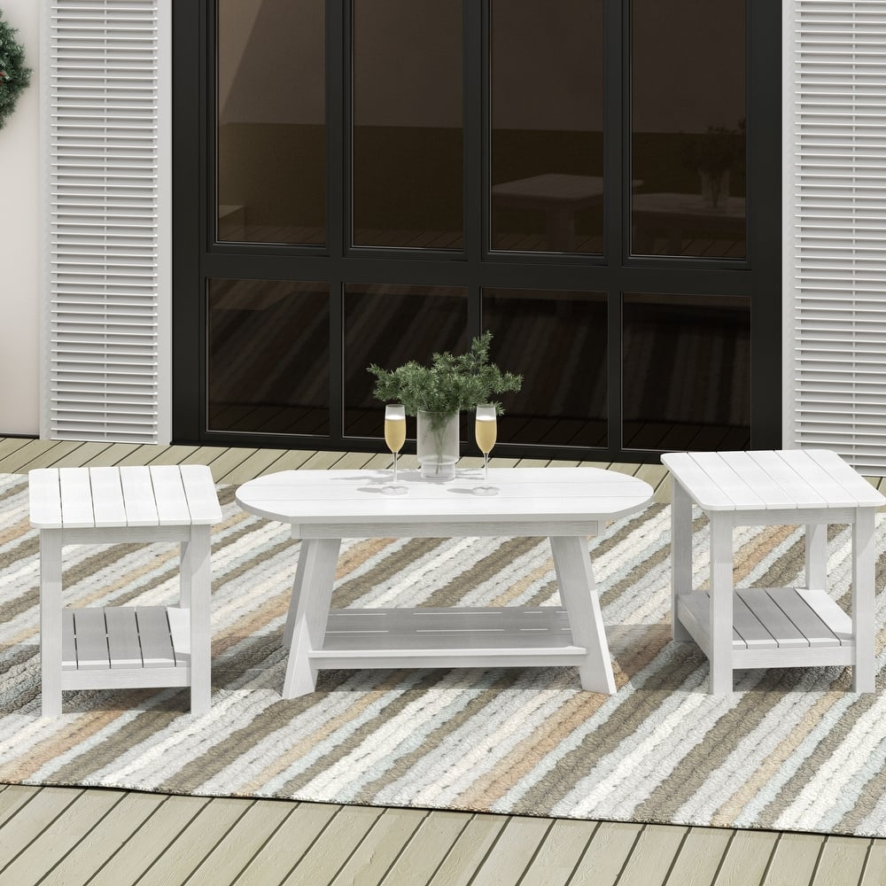 Vineyard HIPS Outdoor Eco-Friendly Coffee Table and Side Tables (3-Piece Set)