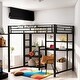 preview thumbnail 1 of 12, Full Size Loft Bed with Desk, Whiteboard, 3 Shelves and Ladder, Espresso Espresso