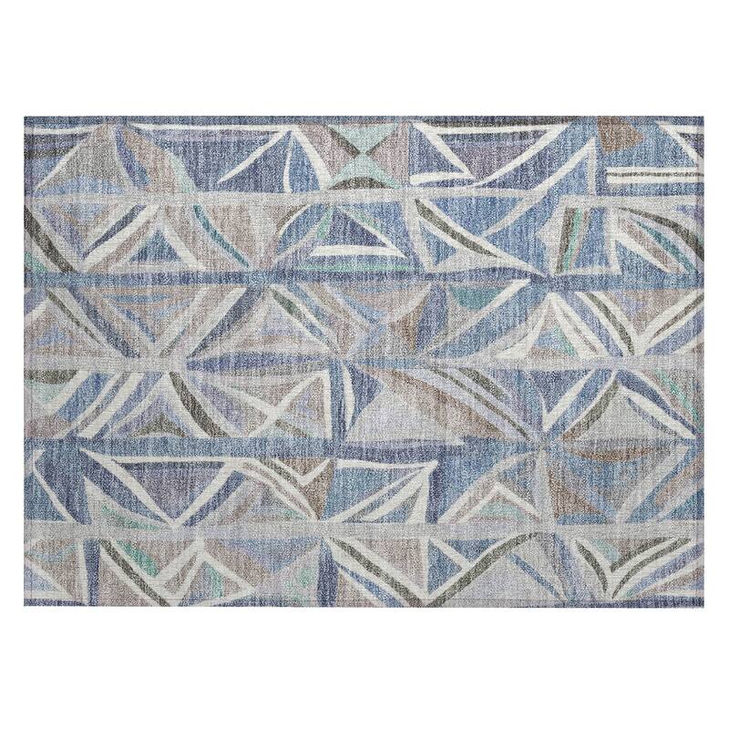 Machine Washable Indoor/ Outdoor Modern Mosaic Chantille Rug
