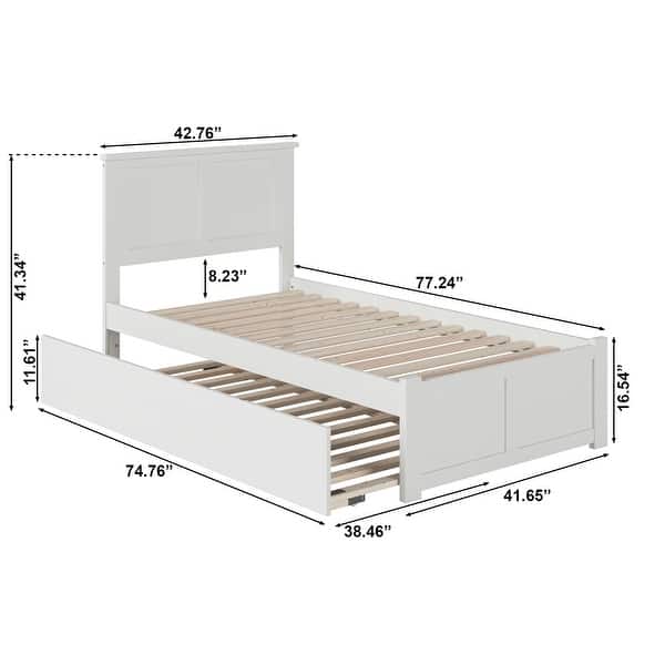 dimension image slide 2 of 4, Madison Platform Bed with Footboard and Twin Trundle