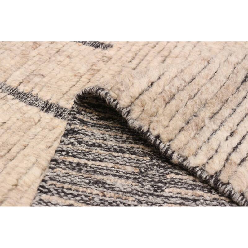 ECARPETGALLERY Hand-knotted Tangier Beige, Dark Grey Wool Rug - 8'2 x 10'1