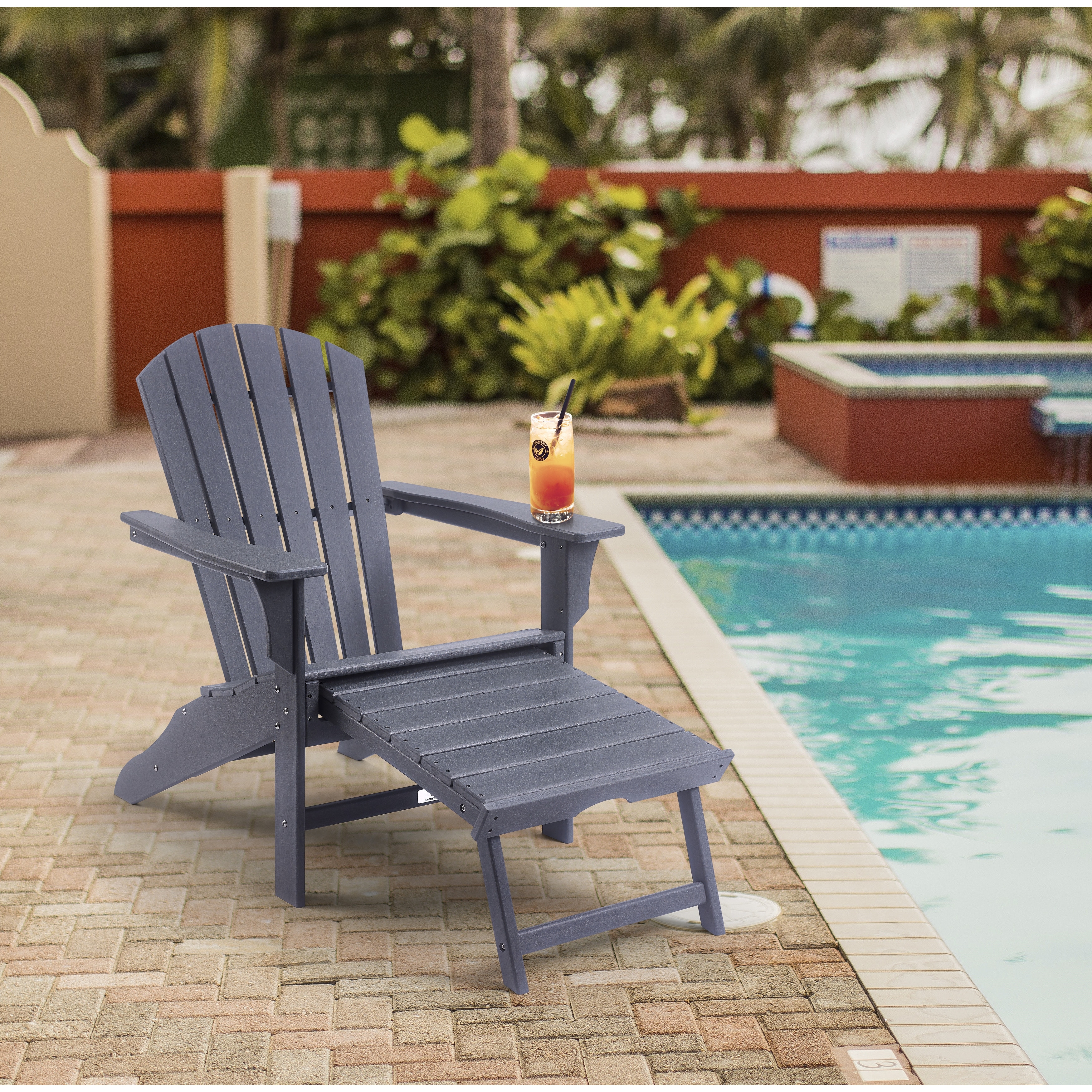 Plastic adirondack sales chairs with footrest