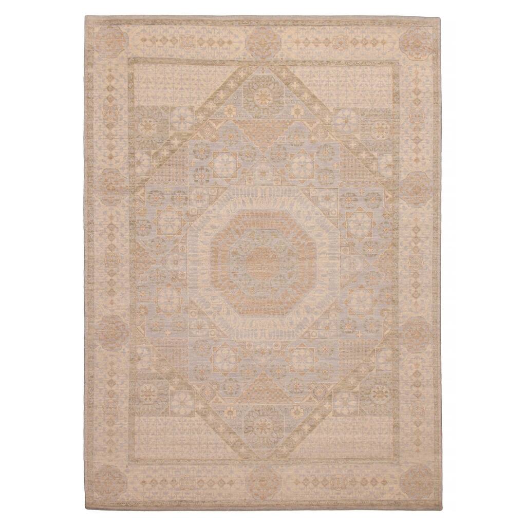 ECARPETGALLERY Hand-knotted Mamluk Light Grey Wool Rug - 8' 11" x 12' 1"