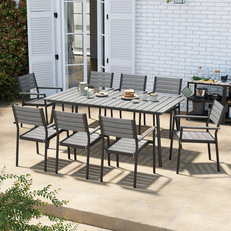 VredHom 7/9-Piece Outdoor Patio Dining Set with Stackable Chairs