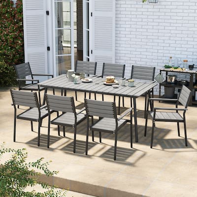 VredHom 7/9-Piece Outdoor Patio Dining Set with Stackable Chairs