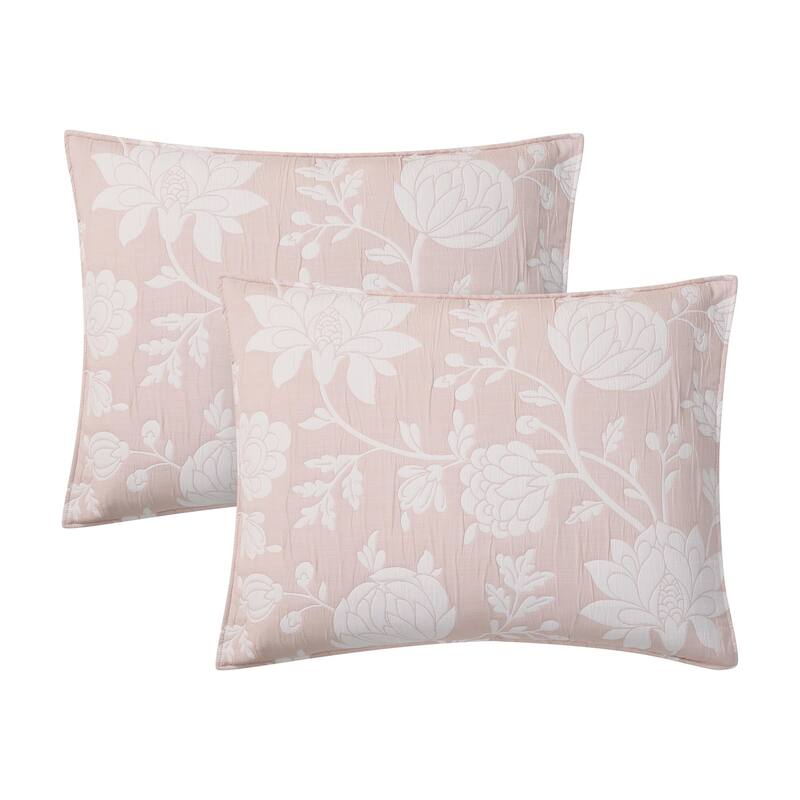 CEDAR COURT Rosewood Estate Pink Soft Woven Matelasse Jacquard Cotton Blend Quilt Set