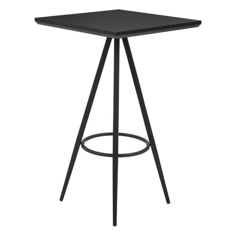 HomeRoots 26" Black Wood and Steel Square Bar Table - 26.00 in. x 43.30 in. x 26.00 in.
