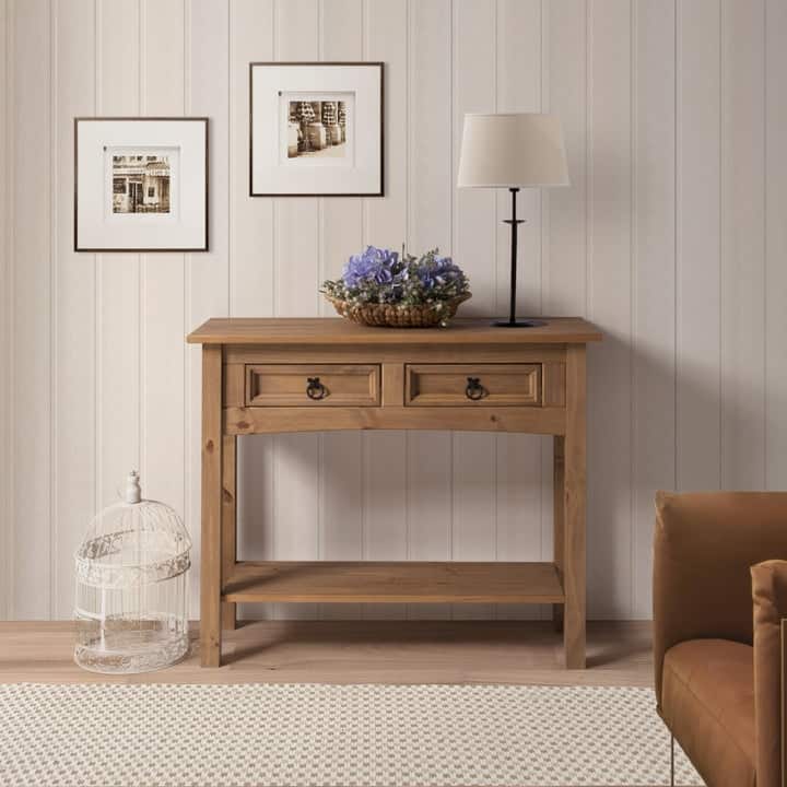 Wood Hall Table Console 2 Drawers Corona | Furniture Dash - N/A