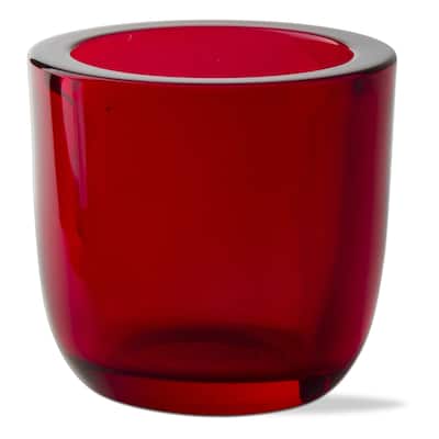 Classic Tealight Holder Red Glass Candle Holder, 3.14L x 3.14W x 3.07H inches