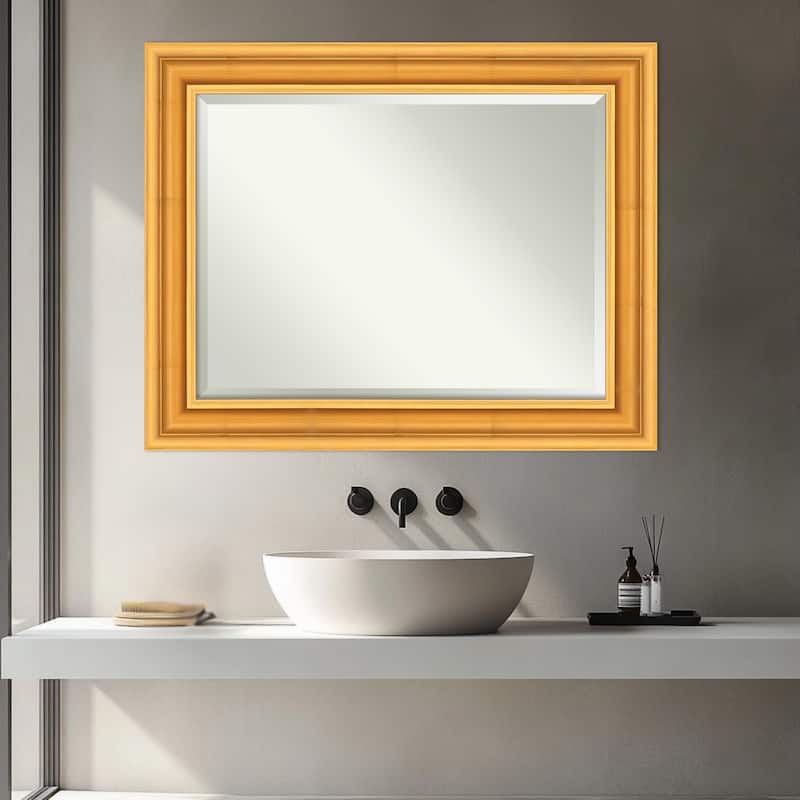 Sierra Beveled Wood Framed Bathroom Vanity Wall Mirror