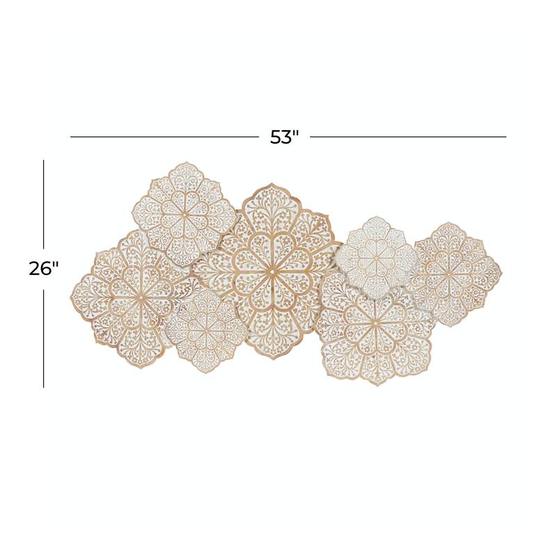 White Wood Intricately Carved Floral Home Wall Decor