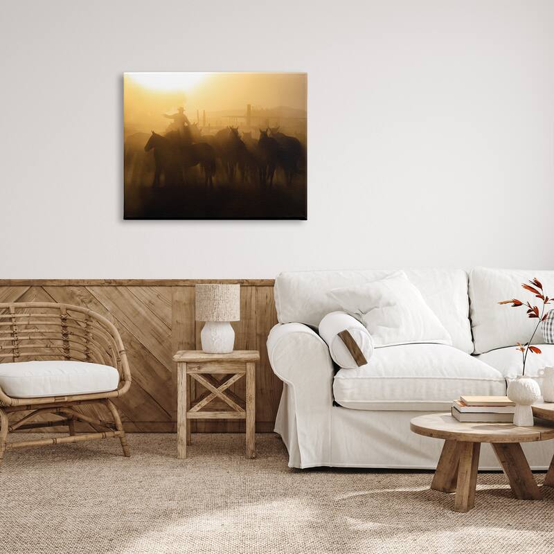 Stupell Western Cowboy at Dusk Canvas Wall Art Design by PBurchettePhoto