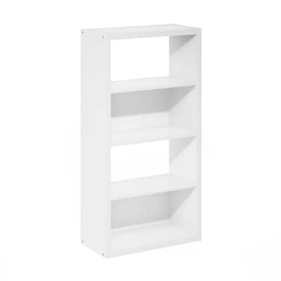 45.4 in. Tall White Wood 4-Shelf Bookcase