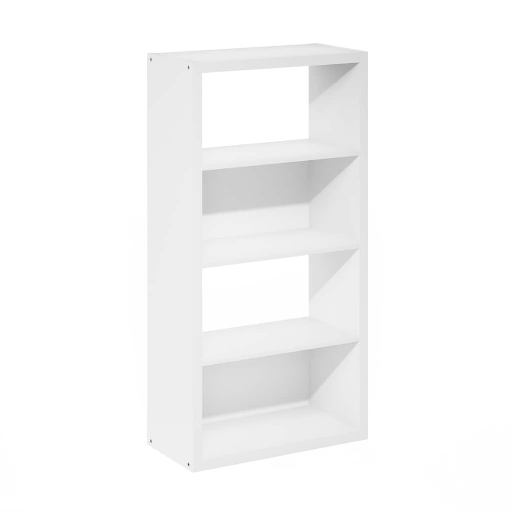 45.4 in. Tall White Wood 4-Shelf Bookcase