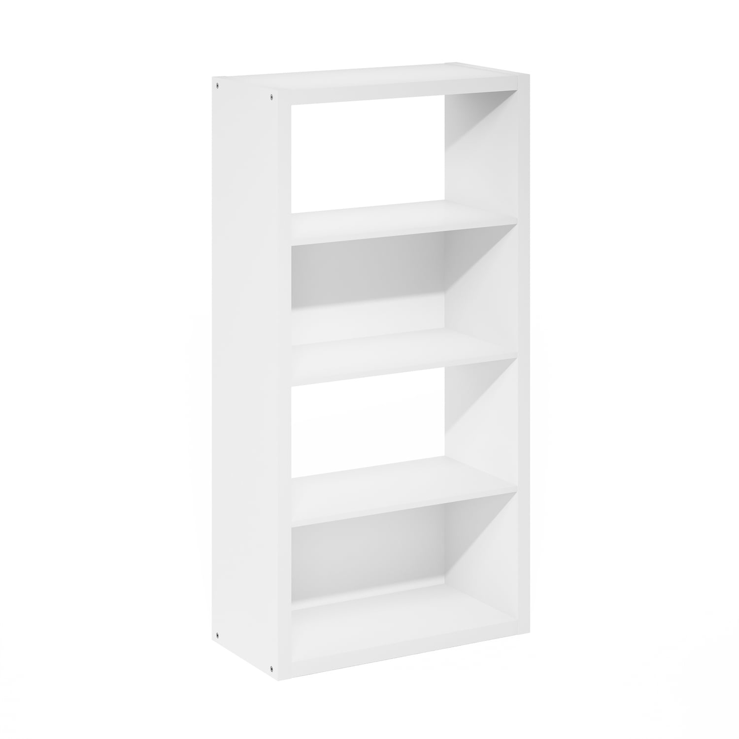 45.4 in. Tall White Wood 4-Shelf Bookcase