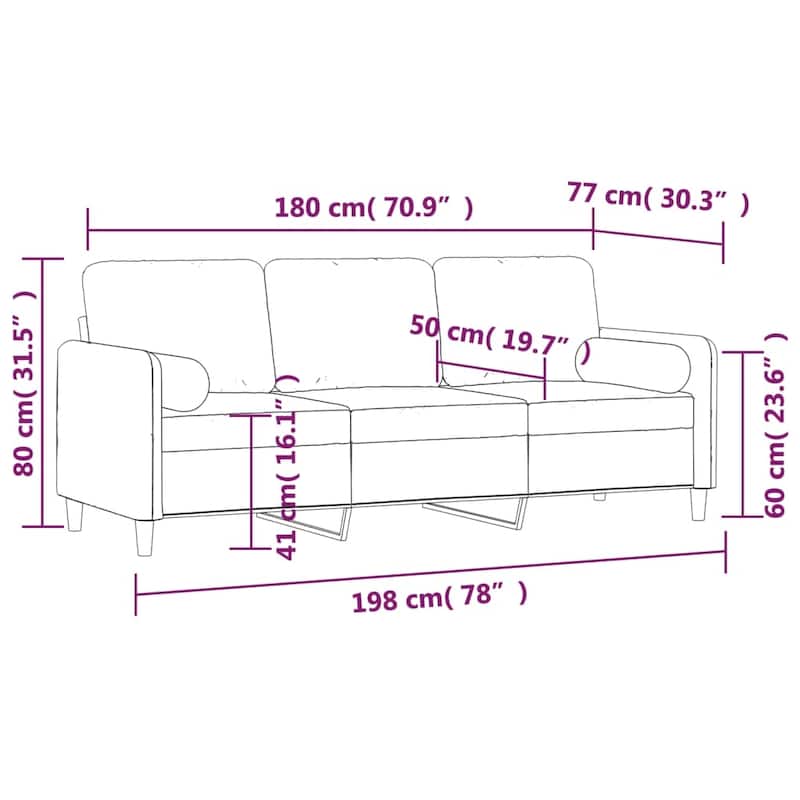 vidaXL Sofa Sectional Couch with Pillows and Cushions for Living Room Velvet